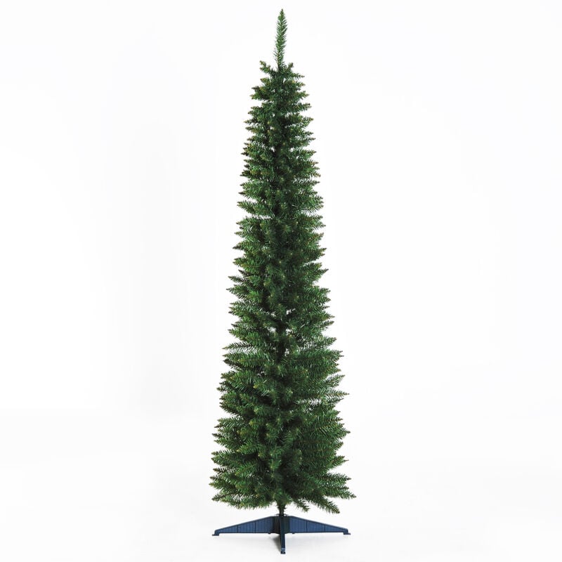 foto del prodotto albero di natale artificiale slim 180cm piedini in metallo 390 rami verde homcom