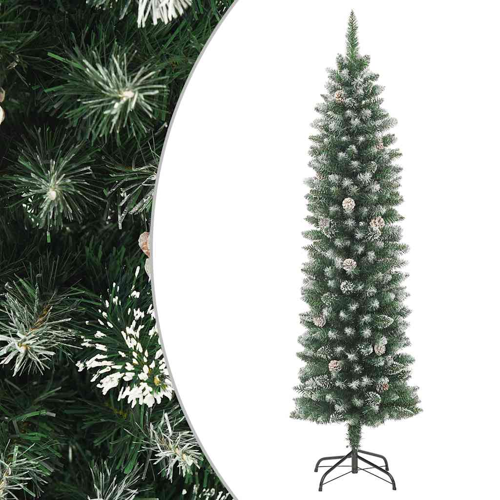 foto del prodotto albero di natale artificiale sottile con base 180 cm pvc