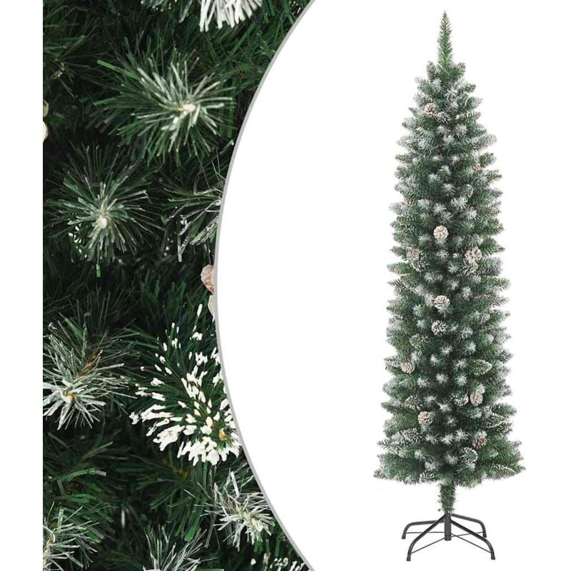 foto del prodotto albero di natale artificiale sottile con base 180 cm pvc vidaxl