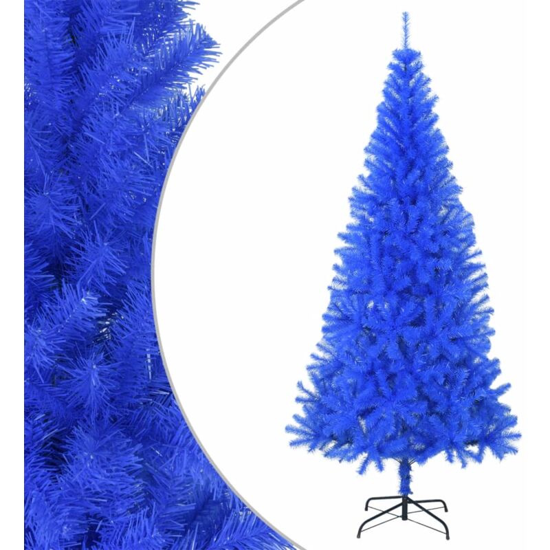 foto del prodotto albero di natale artificiale sottile con base blu 180 cm pvc vidaxl