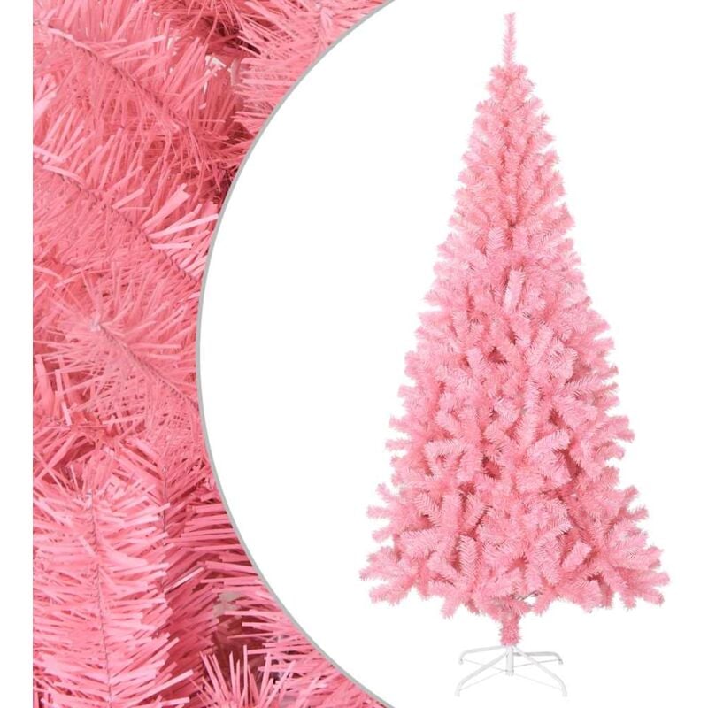 foto del prodotto albero di natale artificiale sottile con base rosa 210 cm pvc vidaxl