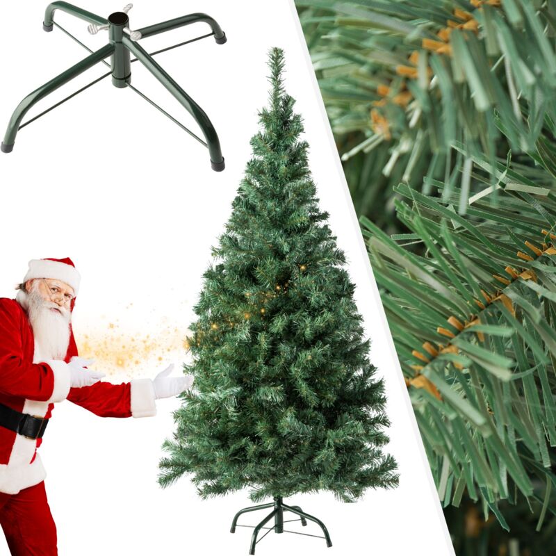 foto del prodotto albero di natale artificiale verde con sostegno in metallo albero natale finto, albero di natale finto, albero di natale in plastica 150 cm