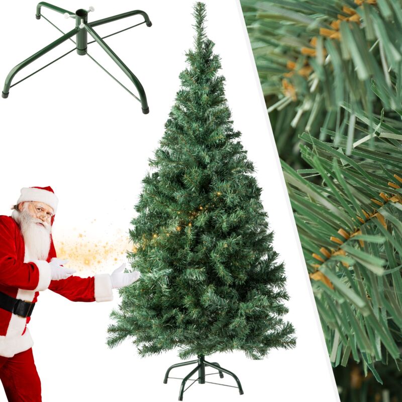 foto del prodotto albero di natale artificiale verde con sostegno in metallo albero natale finto, albero di natale finto, albero di natale in plastica 180 cm