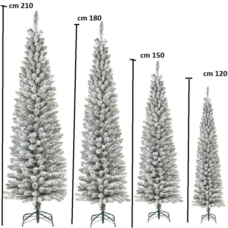 foto del prodotto albero di natale bianco innevato salvaspazio con apertura a ombrello 120 cm, 150 cm, 180 cm, 210 cm folto e stretto slim misura cm 180