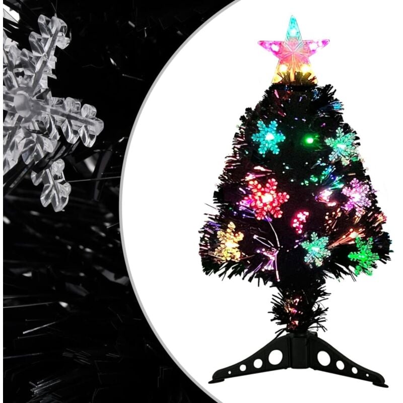 foto del prodotto albero di natale con fiocchi di neve led nero 64cm fibra ottica vidaxl