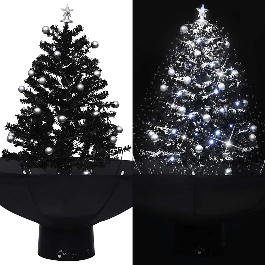 foto del prodotto albero di natale con nevicata e base ad ombrello nero 75 cm pvc vidaxl