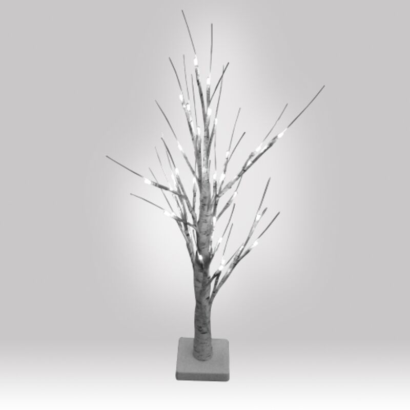 foto del prodotto albero di natale decorativo a batterie con 32 luci a led bianco ghiaccio altezza 60 cm batterie incluse per uso interno ed esterno