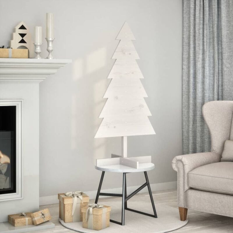 foto del prodotto albero di natale decorativo bianco 120cm legno massello di pino vidaxl