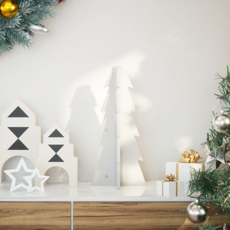 foto del prodotto albero di natale decorativo bianco 49 cm legno massello di pino vidaxl