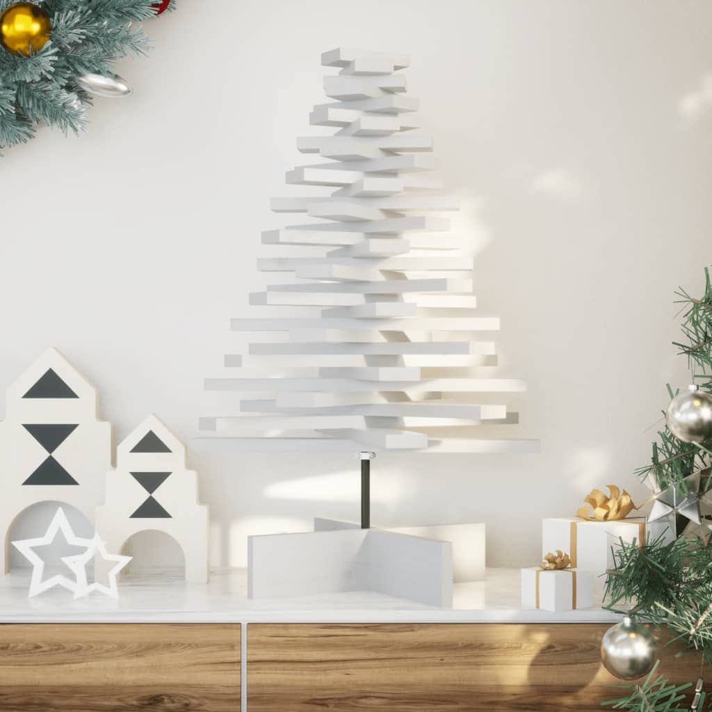 foto del prodotto albero di natale decorativo bianco 80 cm legno massello di pino