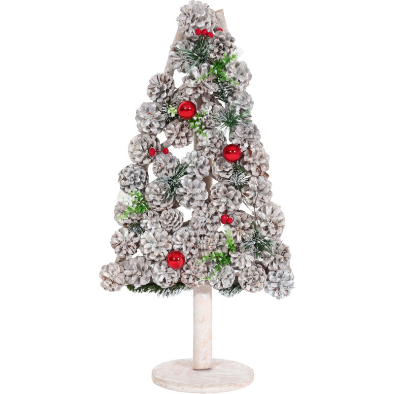 foto del prodotto albero di natale decorativo hhg 810 con pigne legno 60x32x17cm
