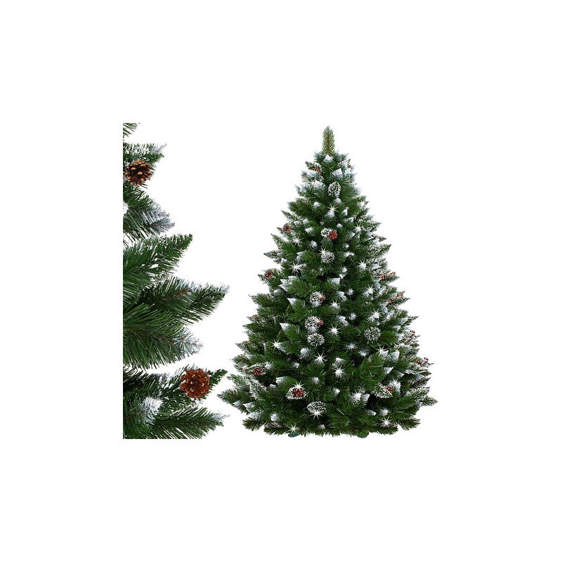 foto del prodotto albero di natale di alta qualit simil pino estremit innevate 180 cm effetto invernale con pigne vere springos
