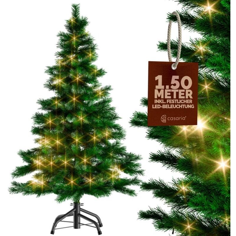 foto del prodotto albero di natale finto 140 150 180cm incl. supporto metallico abete artificiale incl. lucine led e o decorazioni natalizie mix pe pvc standard 150cm