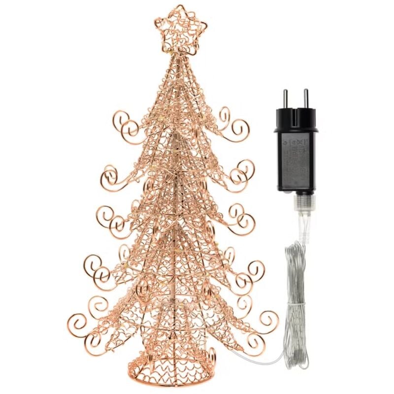 foto del prodotto albero di natale in metallo rame, h 35 cm, microled bianco caldo