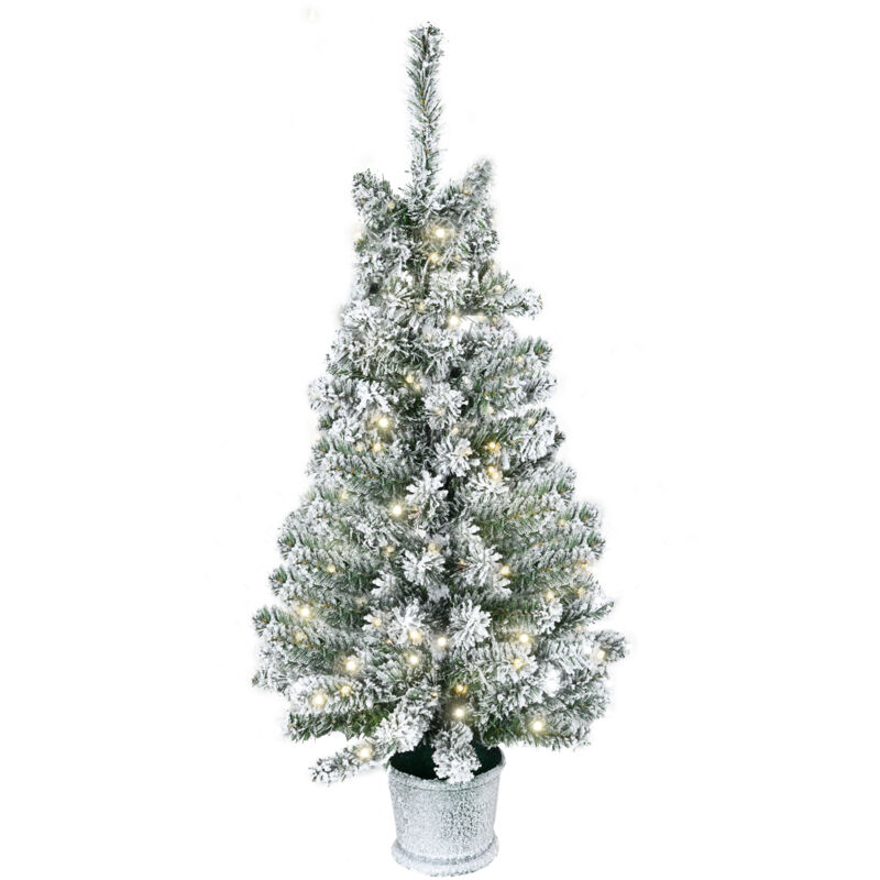 foto del prodotto albero di natale innevato artificiale con 60 luci led bianche e 116 rami homcom