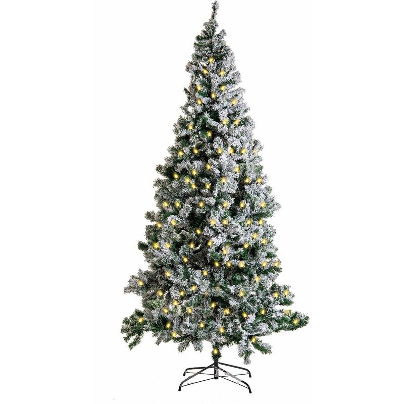 foto del prodotto albero di natale innevato da 240cm in pino verde 1200 rami annodati e rinforzati