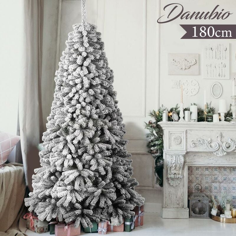 foto del prodotto albero di natale innevato danubio 180cm 1056 rami super folto effetto neve reale