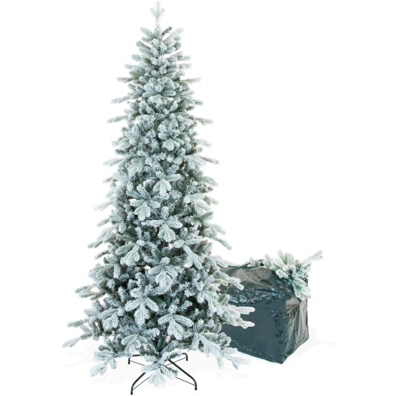 foto del prodotto albero di natale innevato slim in pe real touch e pvc borsa omaggio, gaia 180 cm bop