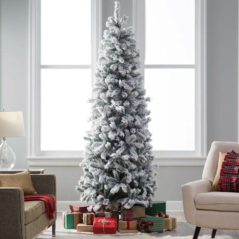 foto del prodotto albero di natale innevato super folto slim salvaspazio saint moritz 180 cm