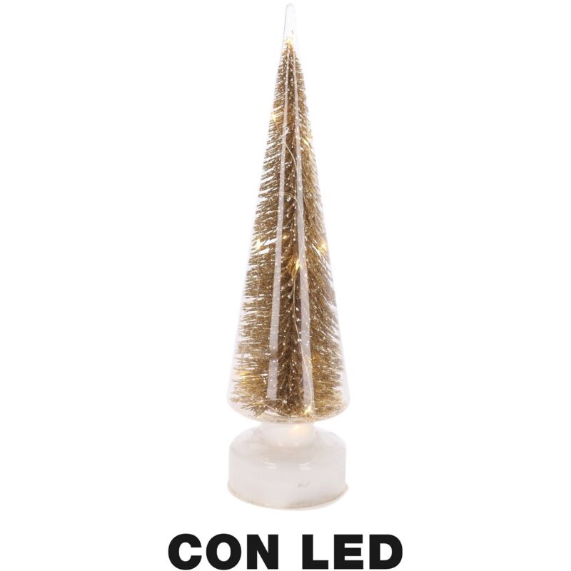 foto del prodotto albero di natale oro con led in vetro h 35 da tavolo decorazione