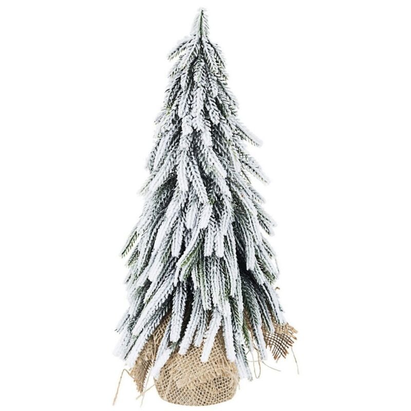 foto del prodotto albero di natale pino cimone innevato, in pe e base in juta, 35 cm