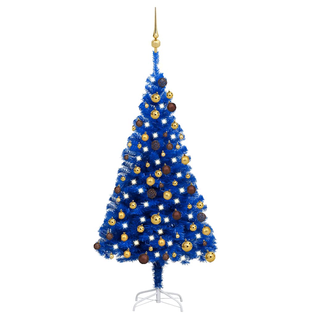 foto del prodotto albero di natale preilluminato con palline blu 120 cm pvccod mxl 120769