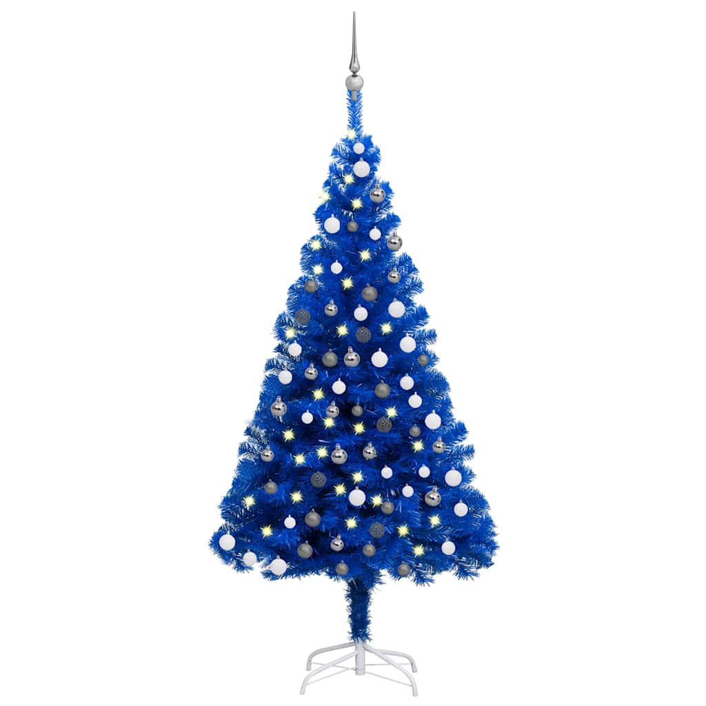 foto del prodotto albero di natale preilluminato con palline blu 120 cm pvccod mxl 72863