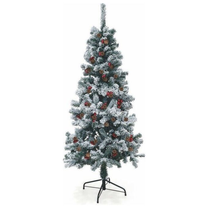 foto del prodotto albero di natale sestriere 150cm 350 rami con neve pigne e bacche