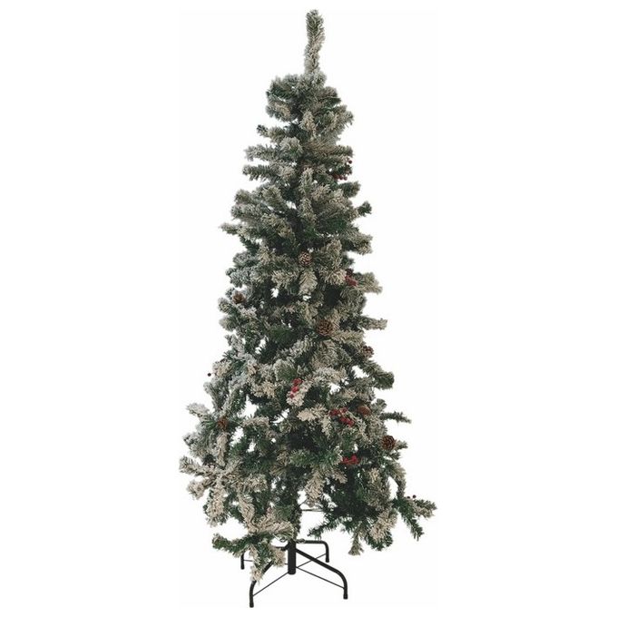 foto del prodotto albero di natale sestriere 180cm 500 rami con neve pigne e bacche