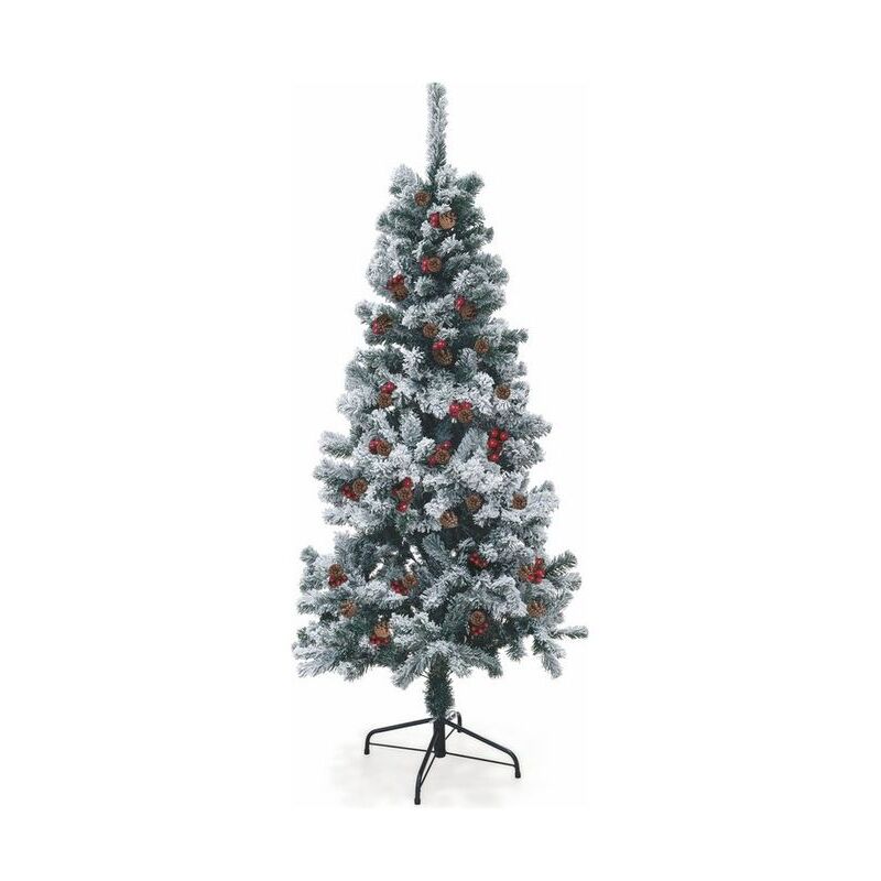 foto del prodotto albero di natale sestriere 210cm 748 rami con neve pigne e bacche