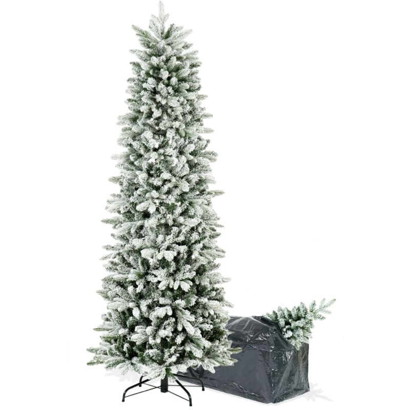 foto del prodotto albero di natale slim innevato in pe real touch e pvc, borsa omaggio, enea 210 cm - bop