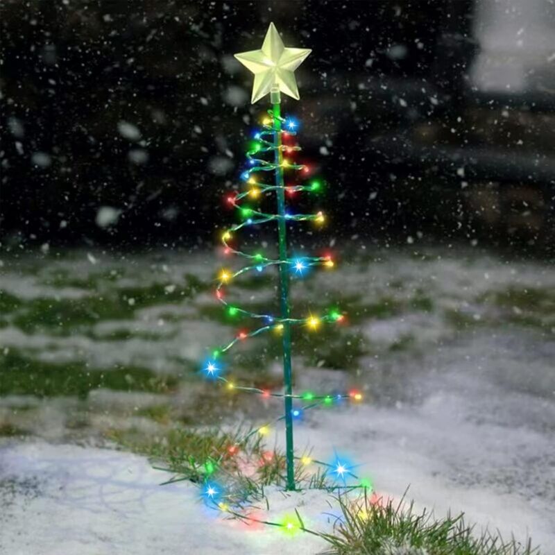 foto del prodotto albero di natale solare artificiale, decorazione natalizia solare per esterni, luce solare da giardino per esterni, luci solari natalizie per