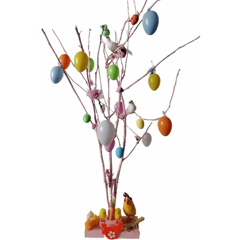 foto del prodotto albero di pasqua con addobbi pasquali uova coniglio pulcino colomba ramo decoro per casa ornamenti vetrina negozio - colorigenerali: azzurro