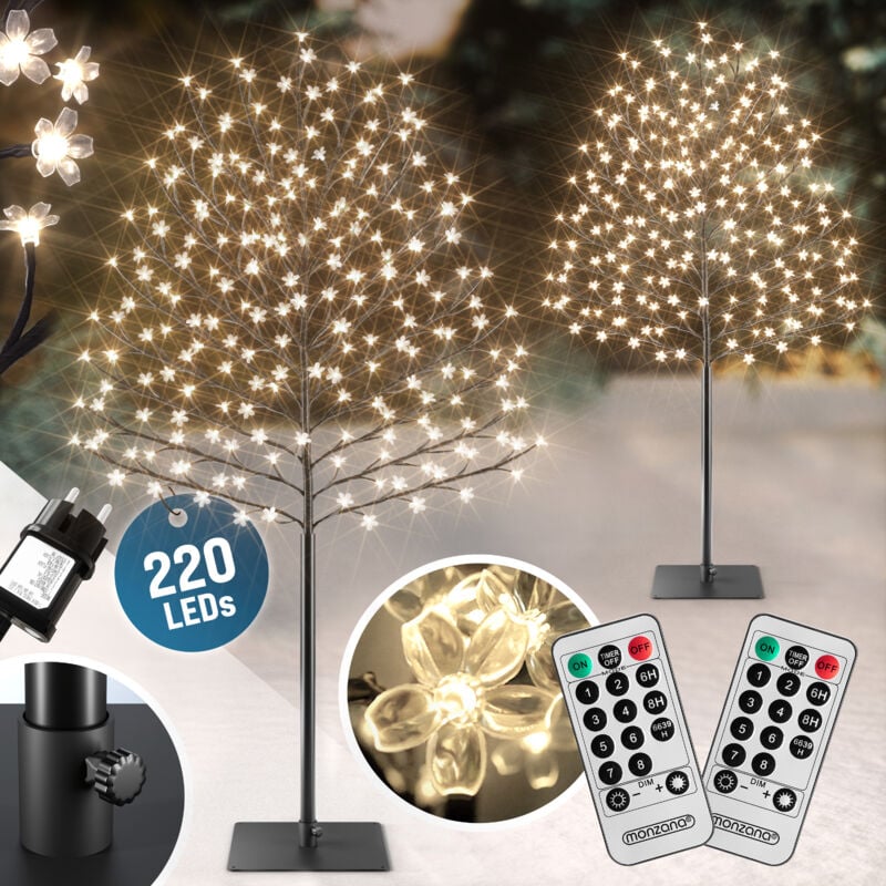 foto del prodotto albero luminoso led fiori di ciliegio con telecomando timer per interno ed esterno natale decorazioni 2er set 220cm - 220 leds de - monzana