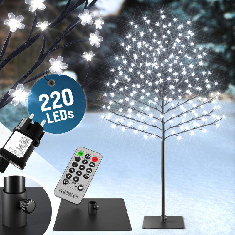 foto del prodotto albero luminoso led fiori di ciliegio con telecomando timer per interno ed esterno natale decorazioni m3 220cm 220 leds blu monzana