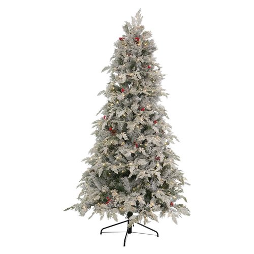 foto del prodotto albero natale amicasa sole con 500 luci led pigne, bacche verde inneva