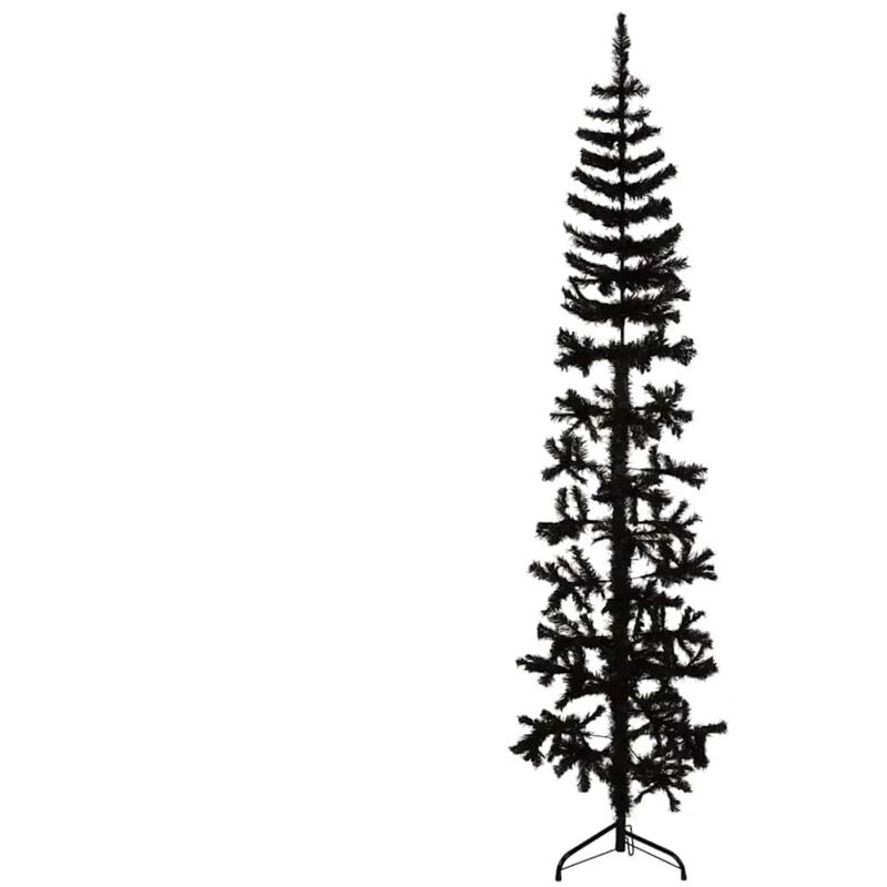 foto del prodotto albero natale artificiale sottile a metà e supporto nero 240 cm - vidaxl