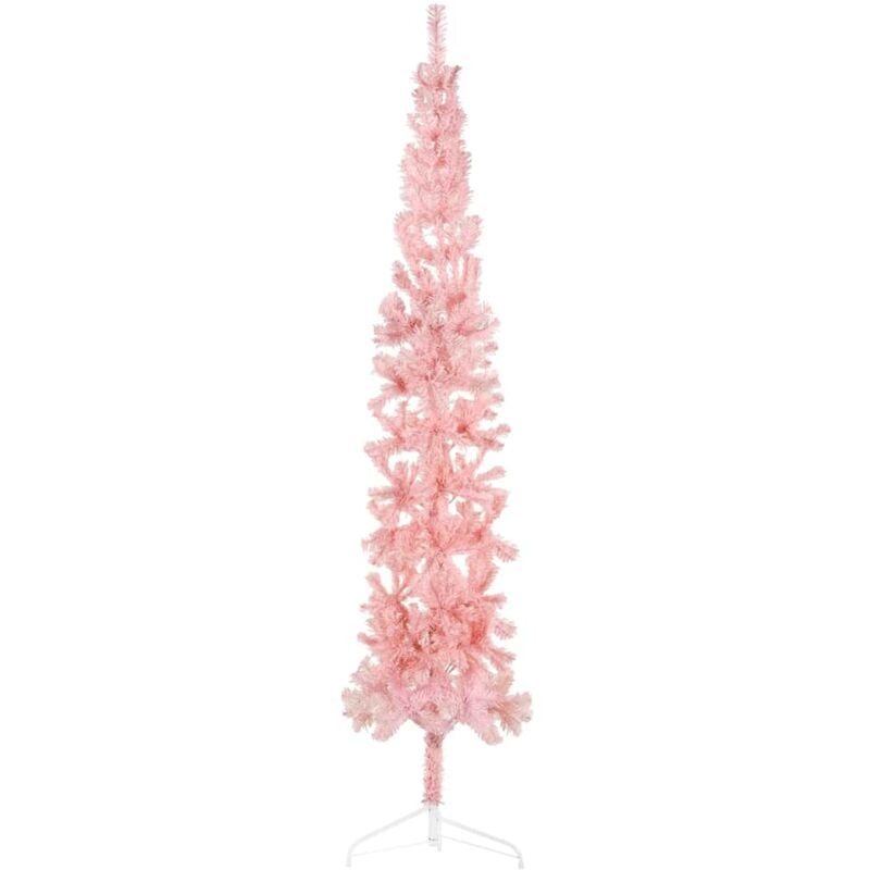foto del prodotto albero natale artificiale sottile a met e supporto rosa 240 cm vidaxl