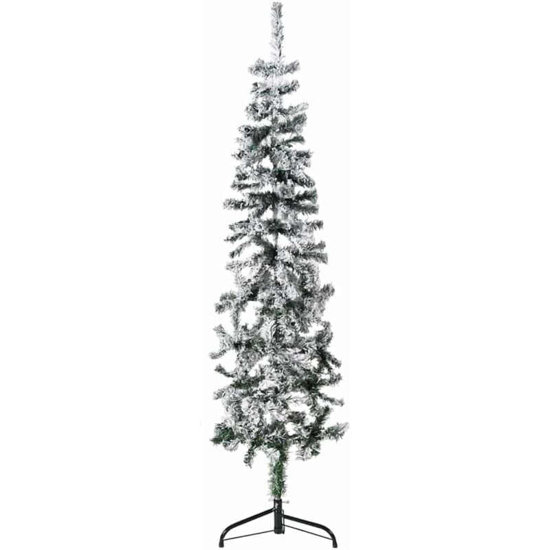 foto del prodotto albero natale artificiale sottile a metà neve fioccata 150 cm - vidaxl