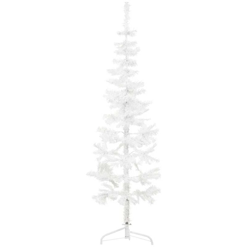 foto del prodotto albero natale artificiale sottile a met supporto bianco 150 cm vidaxl