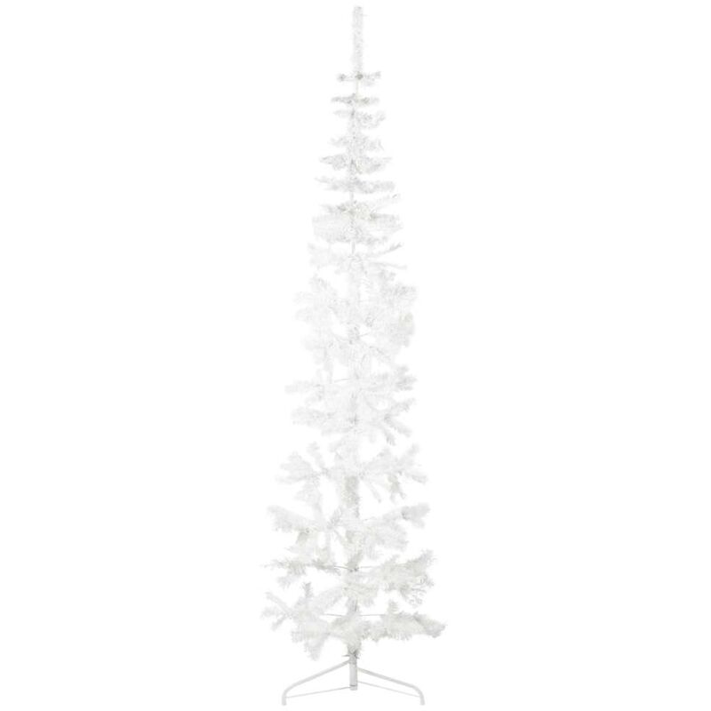 foto del prodotto albero natale artificiale sottile a metà supporto bianco 210 cm - vidaxl