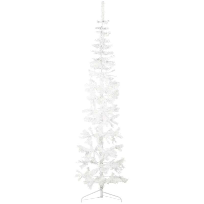 foto del prodotto albero natale artificiale sottile a metà supporto bianco 240 cm - vidaxl