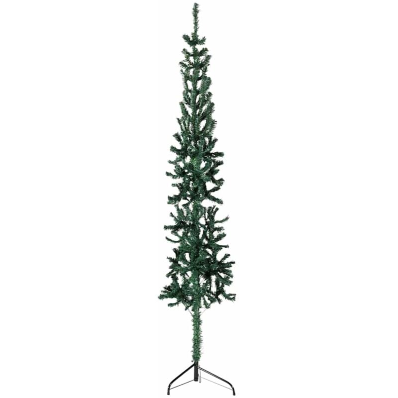 foto del prodotto albero natale artificiale sottile a metà supporto verde 150 cm - vidaxl