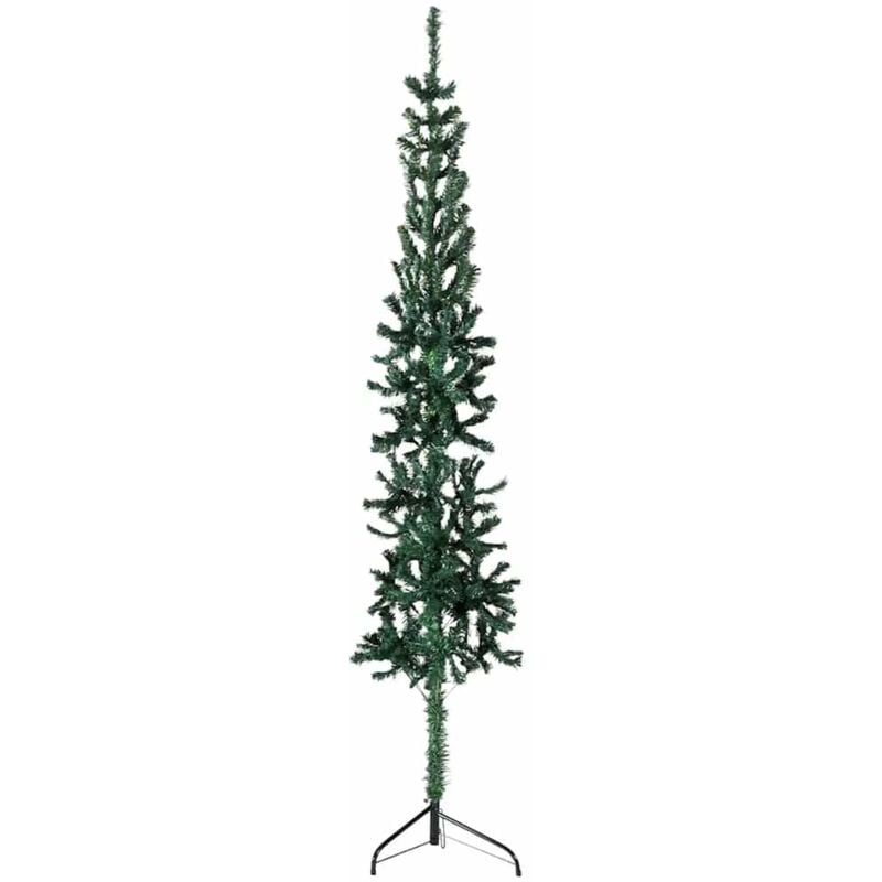 foto del prodotto albero natale artificiale sottile a met supporto verde 210 cm vidaxl