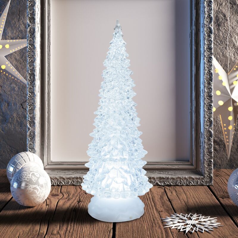 foto del prodotto albero natale luminoso glitter led natalizio con batteria per decorazioni natalizie h 32 cm luce calda 32 cm