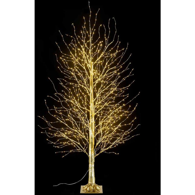 foto del prodotto albero natalizio dorato con 1300 luci led bianco caldo per interni ed esterni altezza 1,8 metri 225 rami