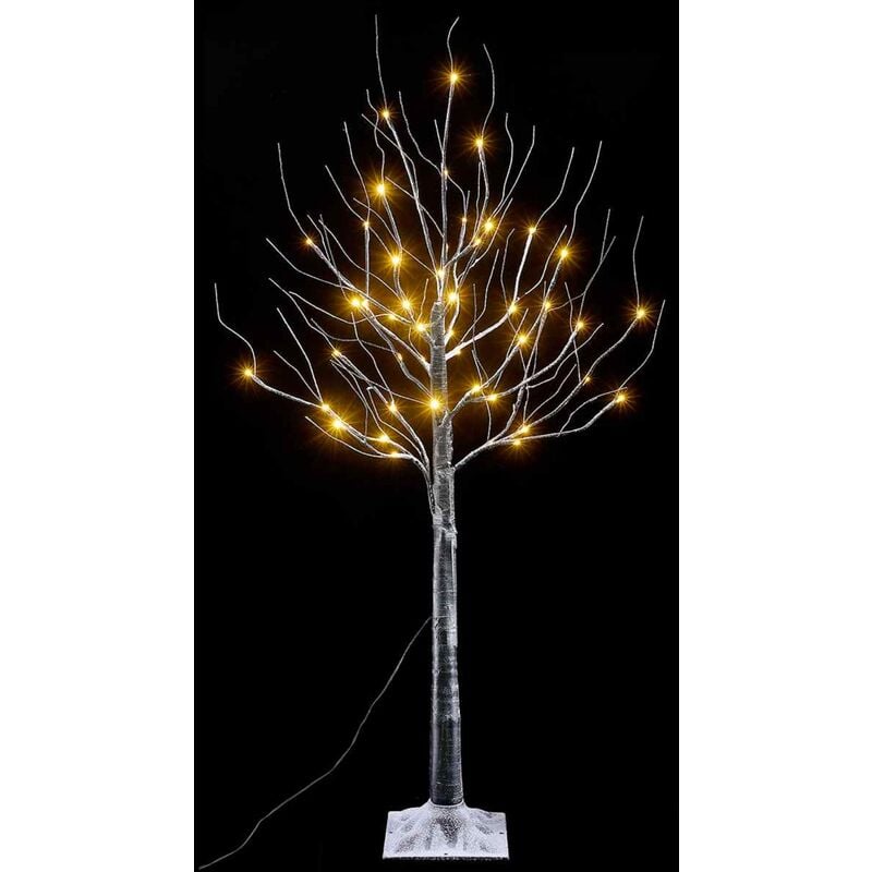 foto del prodotto albero natalizio luminoso con 48 luci led bianco caldo interni ed esterni altezza 1,2 metri 18 rami innevati