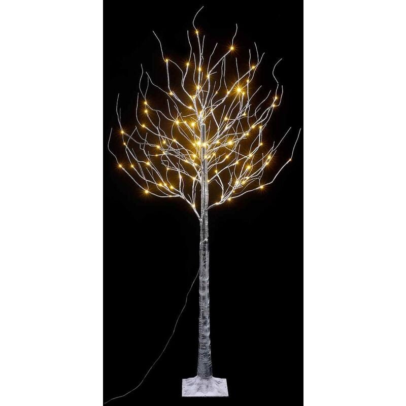 foto del prodotto albero natalizio luminoso con 96 luci led bianco caldo interni ed esterni altezza 1,8 metri 36 rami innevati