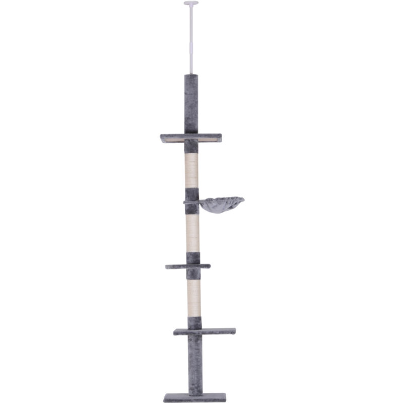 foto del prodotto albero per gatti a 4 livelli ad altezza regolabile in truciolato grigio pawhut