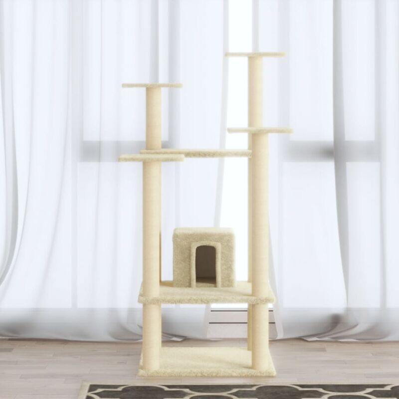 foto del prodotto albero per gatti con pali tiragraffi in sisal crema 110 cm vidaxl